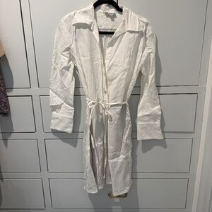 Vince white linen dress long sleeve